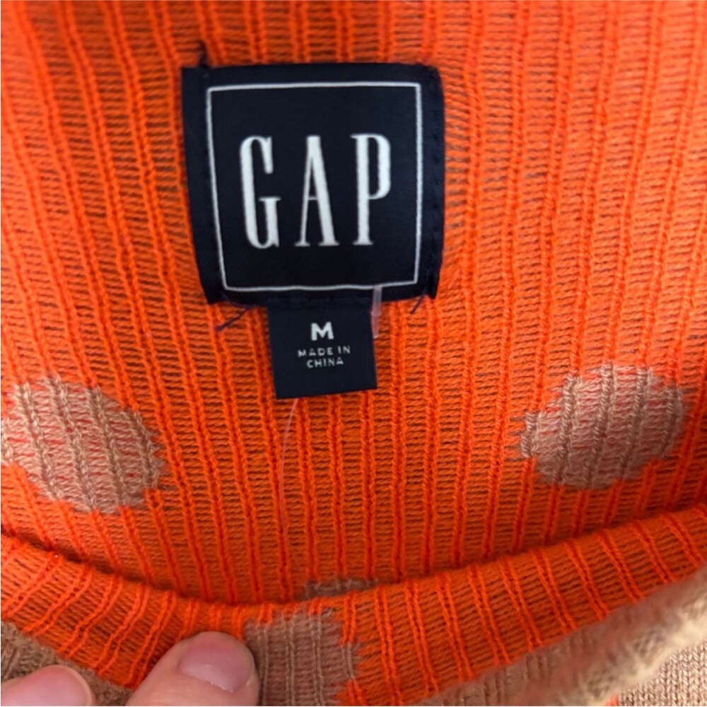 GAP Tan Sweater with Orange Polka Dots - Picture 5 of 5